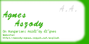 agnes aszody business card